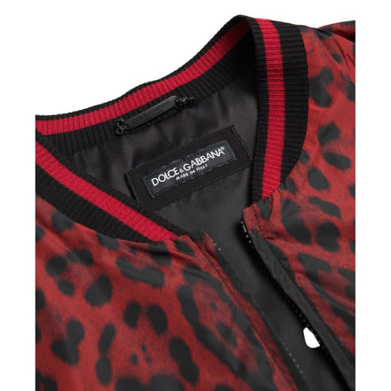 Dolce & Gabbana Blouson Court Bomber Léopard Rouge