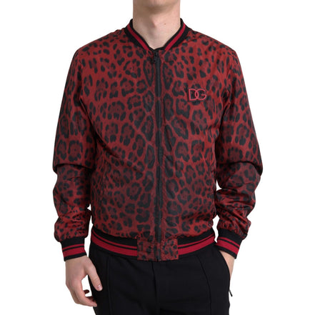 Dolce & Gabbana Blouson Court Bomber Léopard Rouge