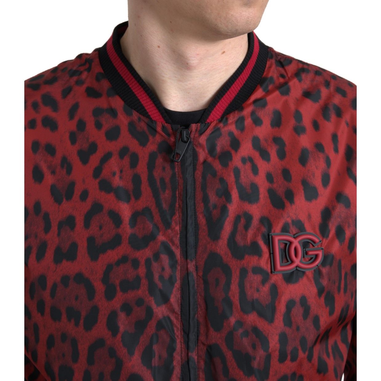 Dolce & Gabbana Blouson Court Bomber Léopard Rouge