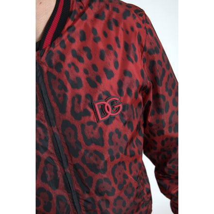 Dolce & Gabbana Blouson Court Bomber Léopard Rouge