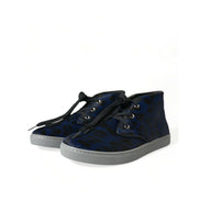Chaussures Baskets Montantes Leopard Dolce & Gabbana en Cuir de Veau Bleu