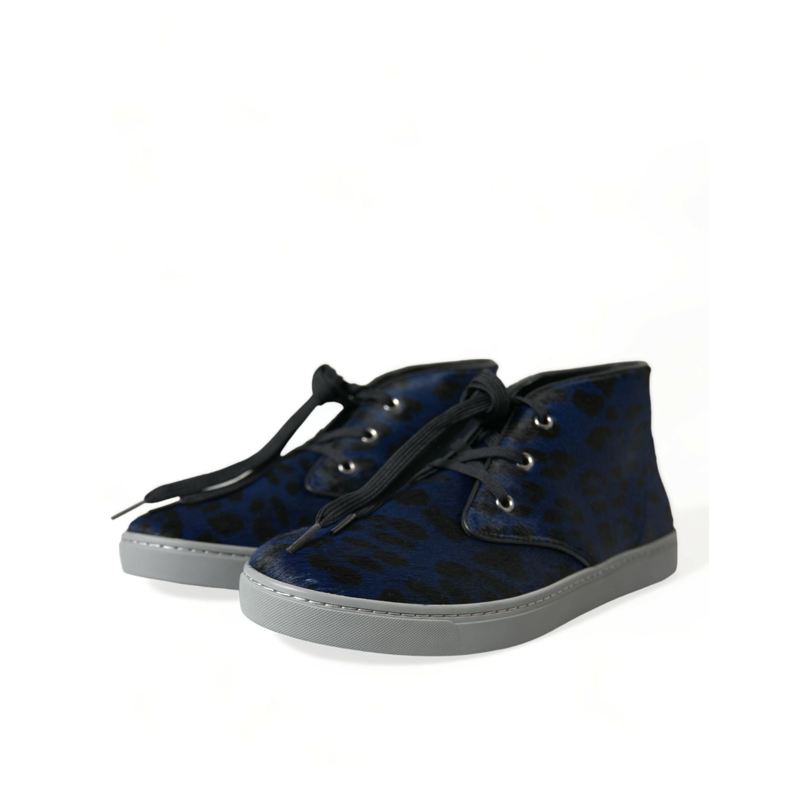 Chaussures Baskets Montantes Leopard Dolce & Gabbana en Cuir de Veau Bleu
