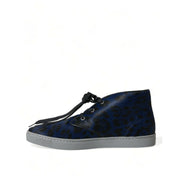 Chaussures Baskets Montantes Leopard Dolce & Gabbana en Cuir de Veau Bleu