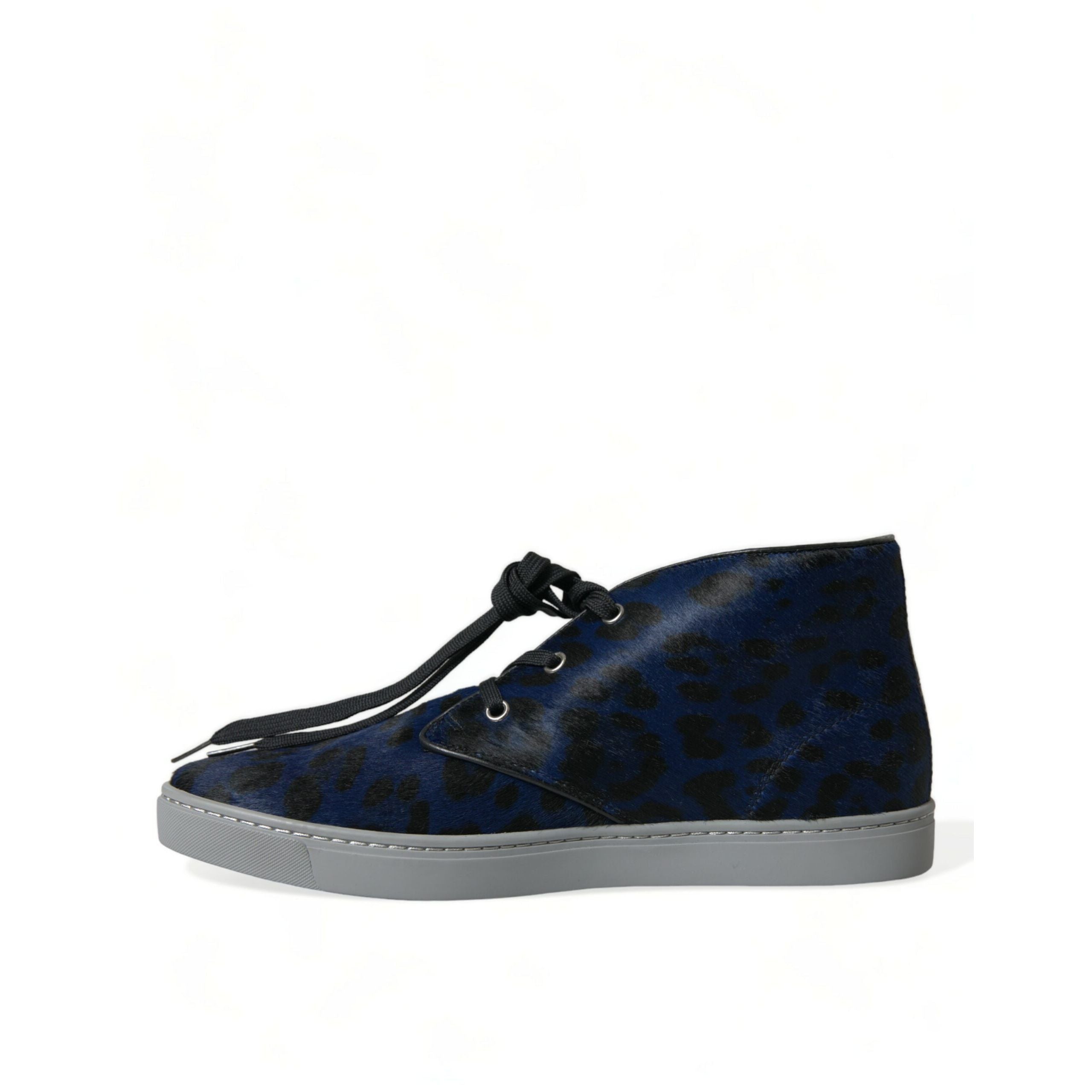 Chaussures Baskets Montantes Leopard Dolce & Gabbana en Cuir de Veau Bleu