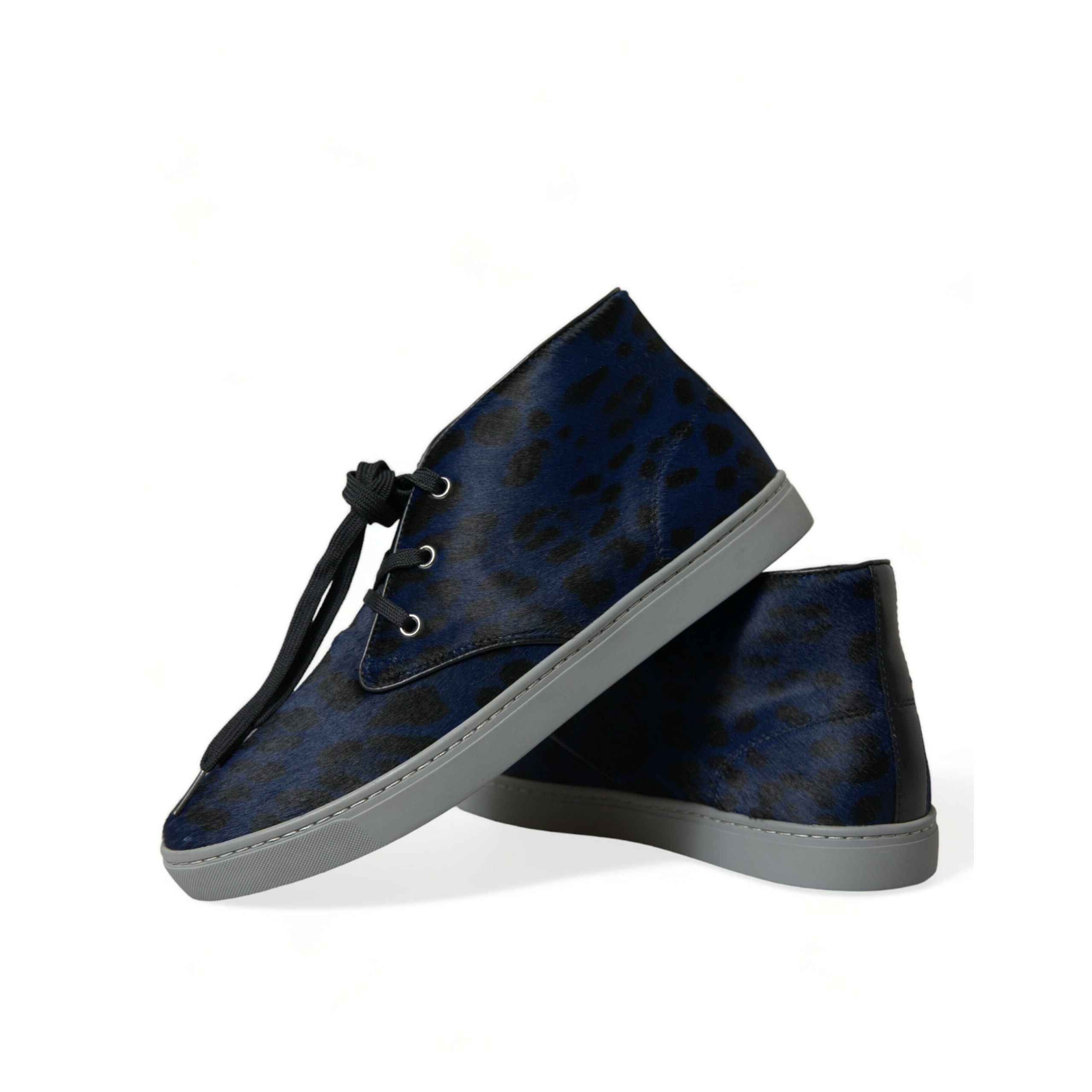 Chaussures Baskets Montantes Leopard Dolce & Gabbana en Cuir de Veau Bleu