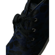 Chaussures Baskets Montantes Leopard Dolce & Gabbana en Cuir de Veau Bleu