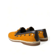 Chaussures Mocassins cloutés en lin et cuir orange Dolce & Gabbana
