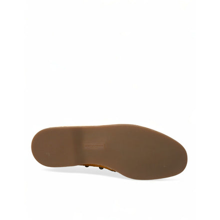 Chaussures Mocassins cloutés en lin et cuir orange Dolce & Gabbana