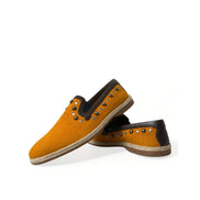 Chaussures Mocassins cloutés en lin et cuir orange Dolce & Gabbana