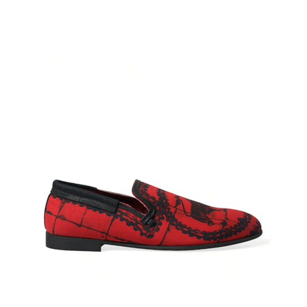 Dolce & Gabbana Red Black Torero Loafers Slippers Men Shoes