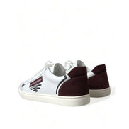 Scarpe da ginnastica basse Dolce & Gabbana in pelle bordeaux bianca con logo