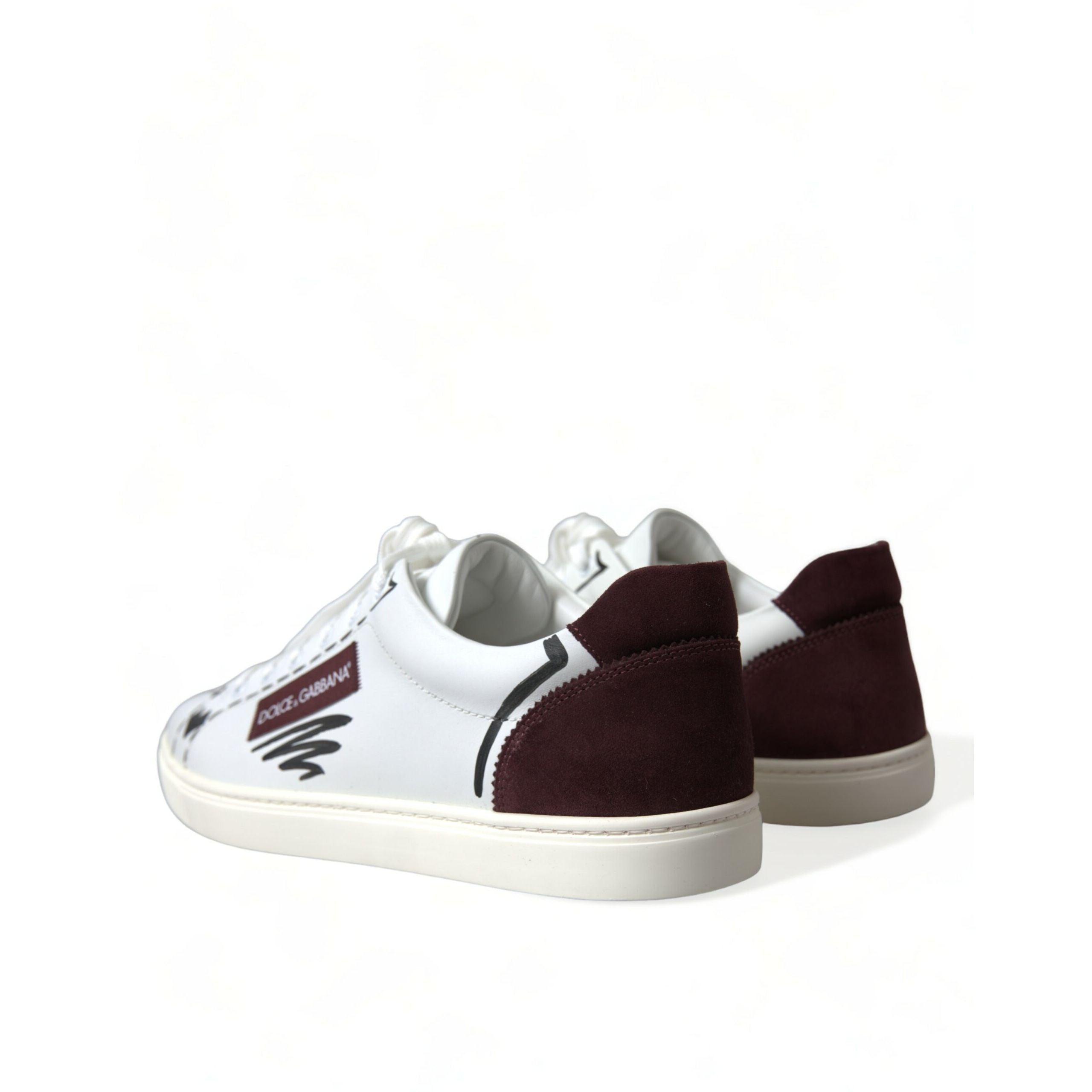 Scarpe da ginnastica basse Dolce & Gabbana in pelle bordeaux bianca con logo