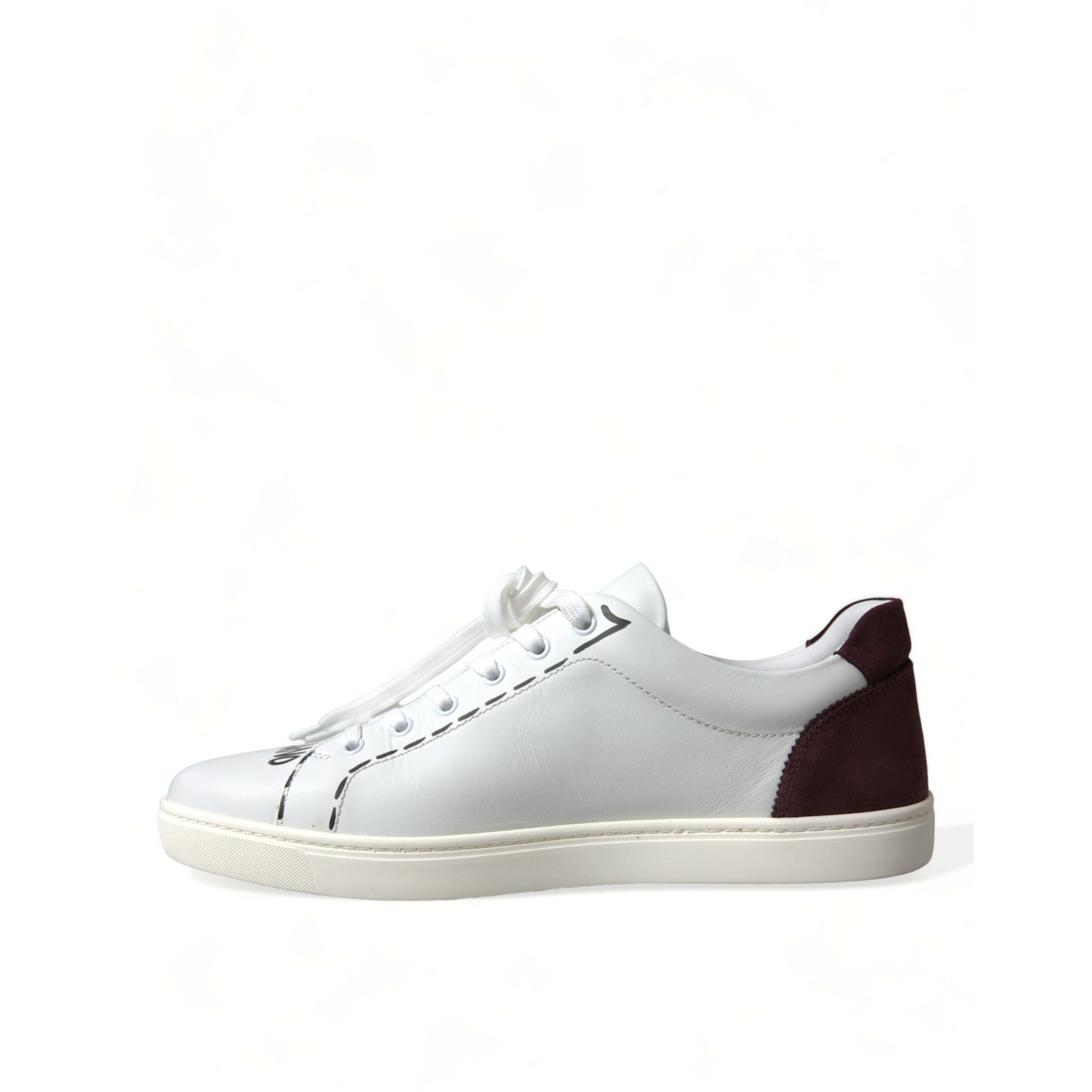 Scarpe da ginnastica basse Dolce & Gabbana in pelle bordeaux bianca con logo