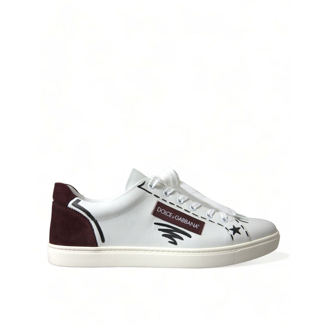 Scarpe da ginnastica basse Dolce & Gabbana in pelle bordeaux bianca con logo