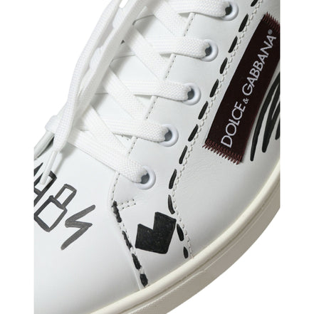 Scarpe da ginnastica basse Dolce & Gabbana in pelle bordeaux bianca con logo