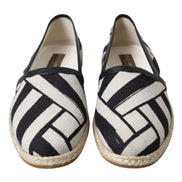 Chaussures Espadrilles Slip-On Rayées Noires et Blanches Dolce & Gabbana