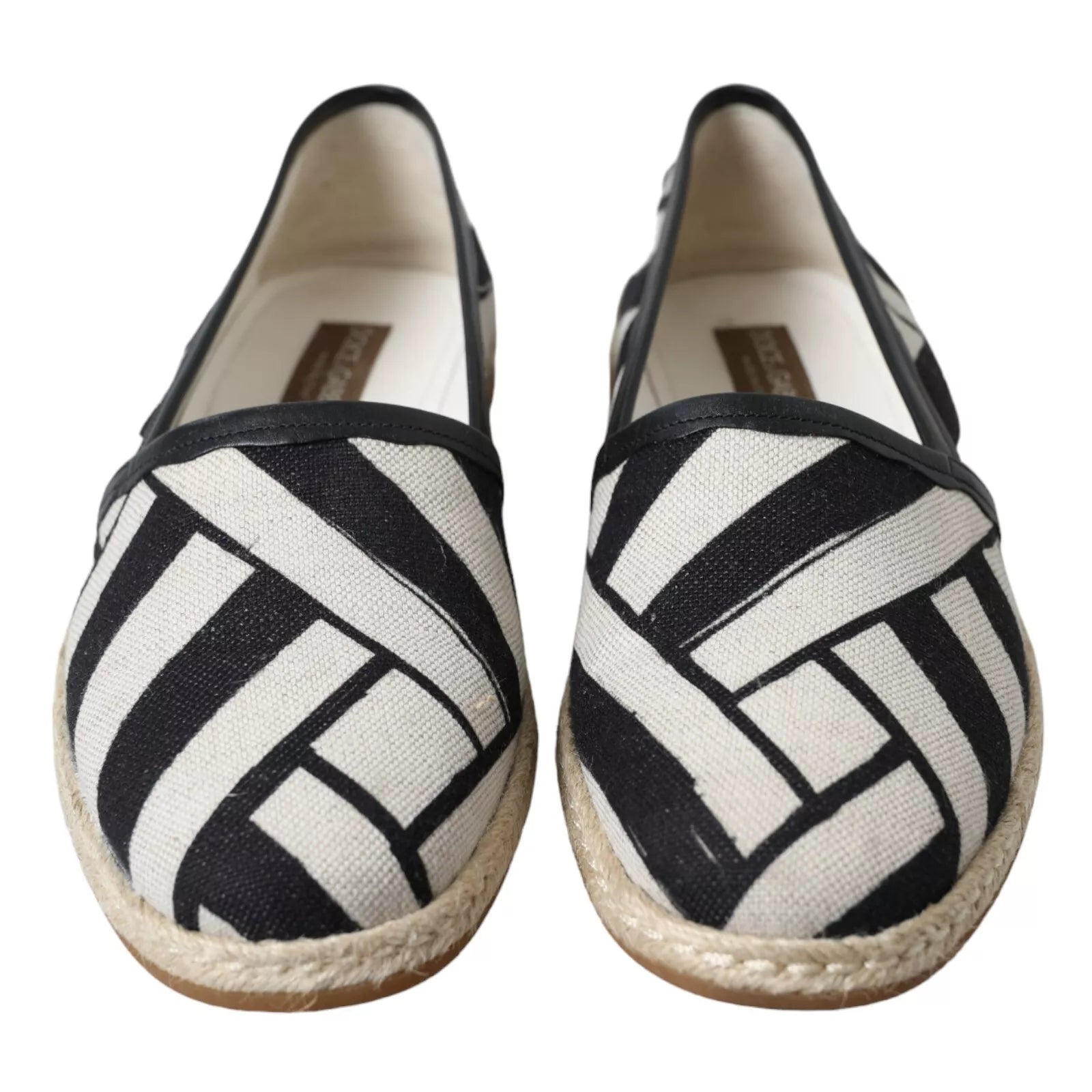 Chaussures Espadrilles Slip-On Rayées Noires et Blanches Dolce & Gabbana