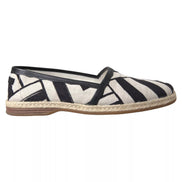 Chaussures Espadrilles Slip-On Rayées Noires et Blanches Dolce & Gabbana