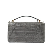 Borsa a tracolla media Balenciaga in pelle esotica grigia