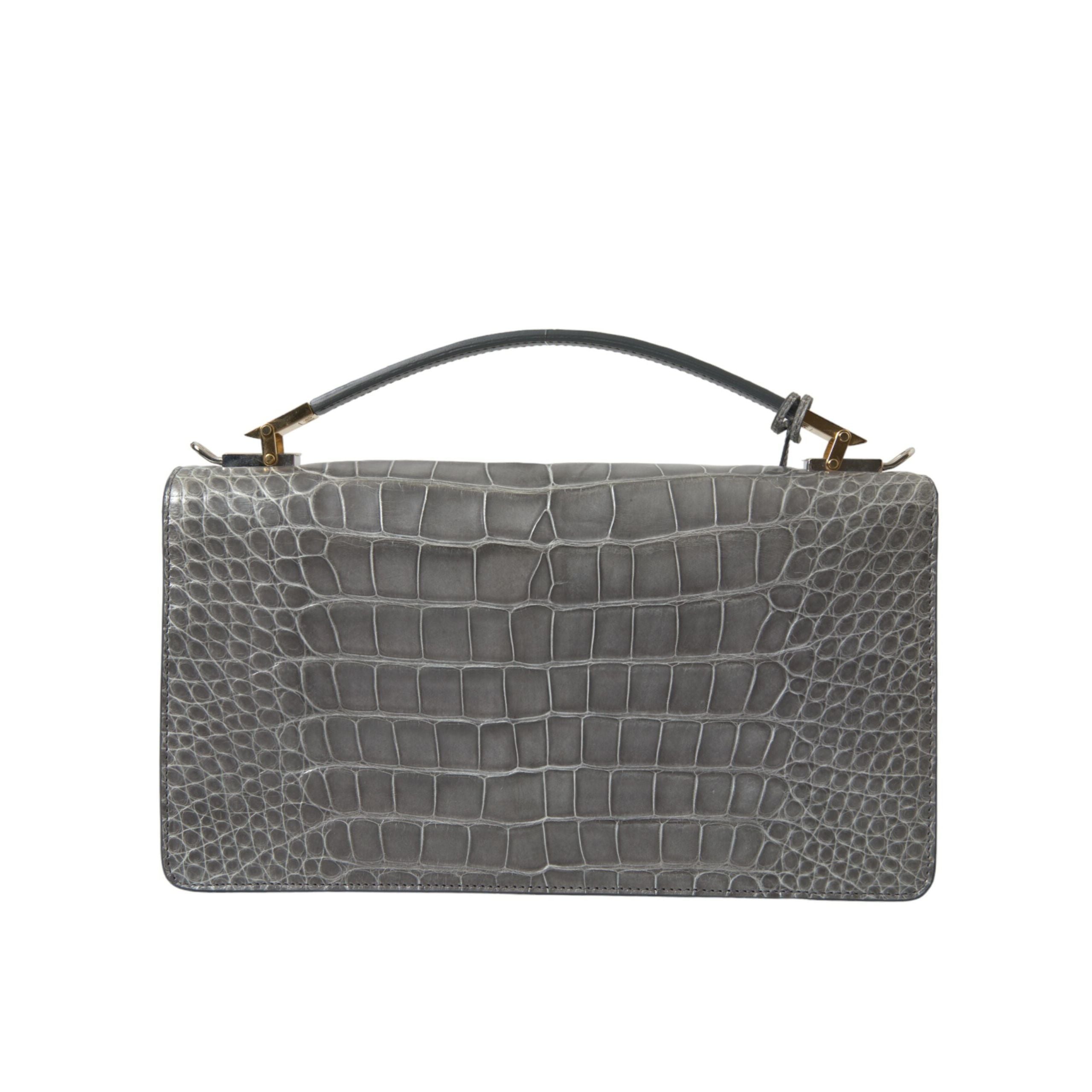 Borsa a tracolla media Balenciaga in pelle esotica grigia