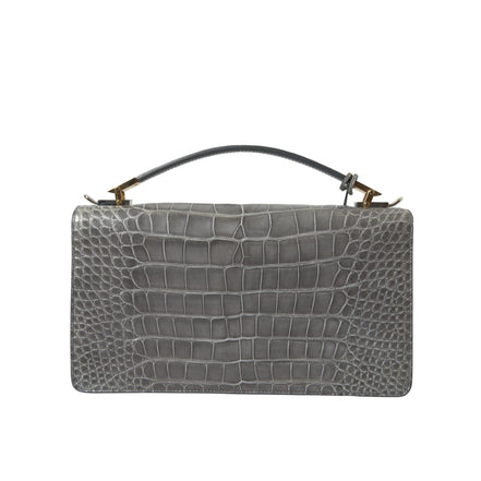 Borsa a tracolla media Balenciaga in pelle esotica grigia