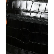 Sac bandoulière vertical Balenciaga en cuir façon peau exotique noir et marron
