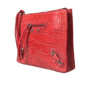 Balenciaga Pochette Classique en Cuir Exotique Rouge