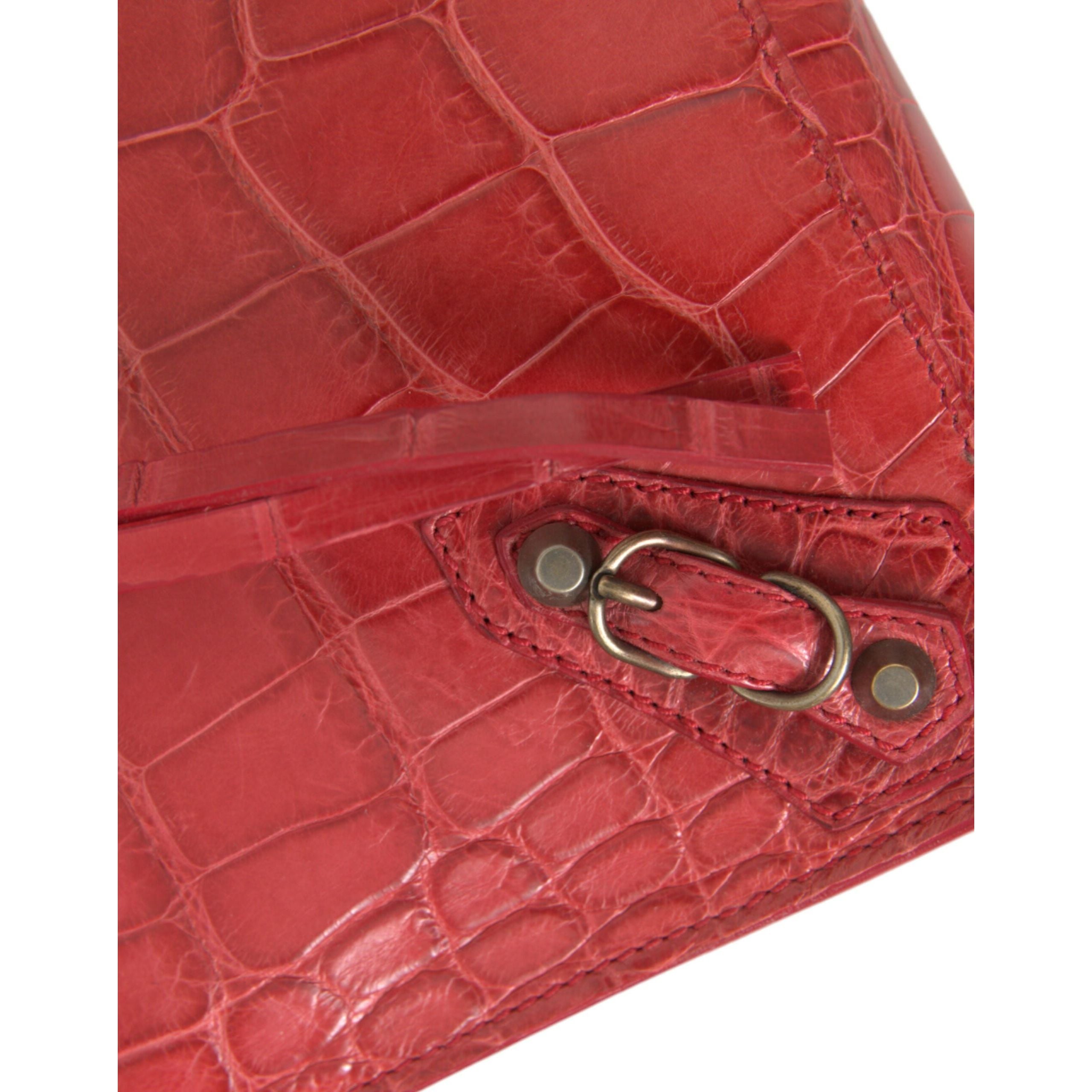 Balenciaga Pochette Classique en Cuir Exotique Rouge