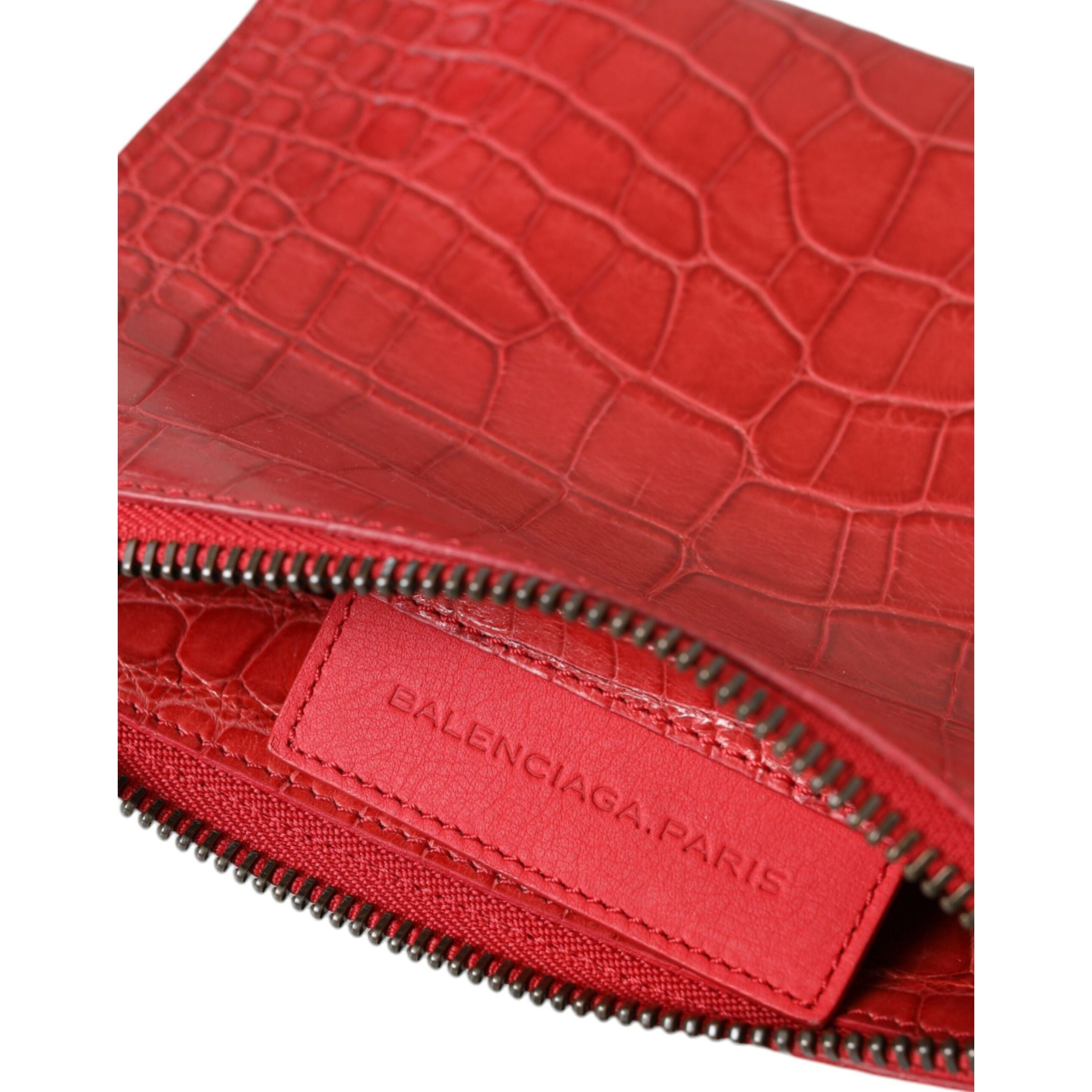 Balenciaga Pochette Classique en Cuir Exotique Rouge