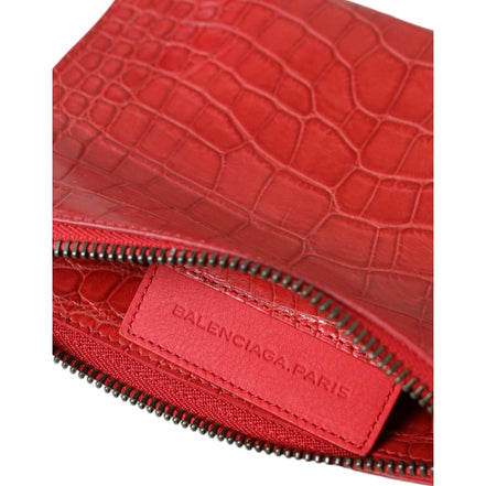 Balenciaga Pochette Classique en Cuir Exotique Rouge