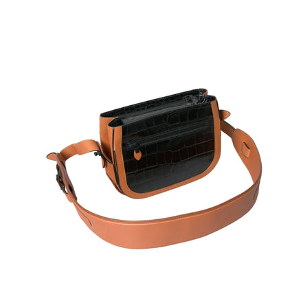 Sac bandoulière Balenciaga en cuir exotique noir et marron