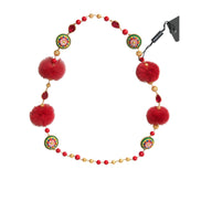 Collier Dolce & Gabbana Carretto en laiton doré, fourrure rouge et cristaux