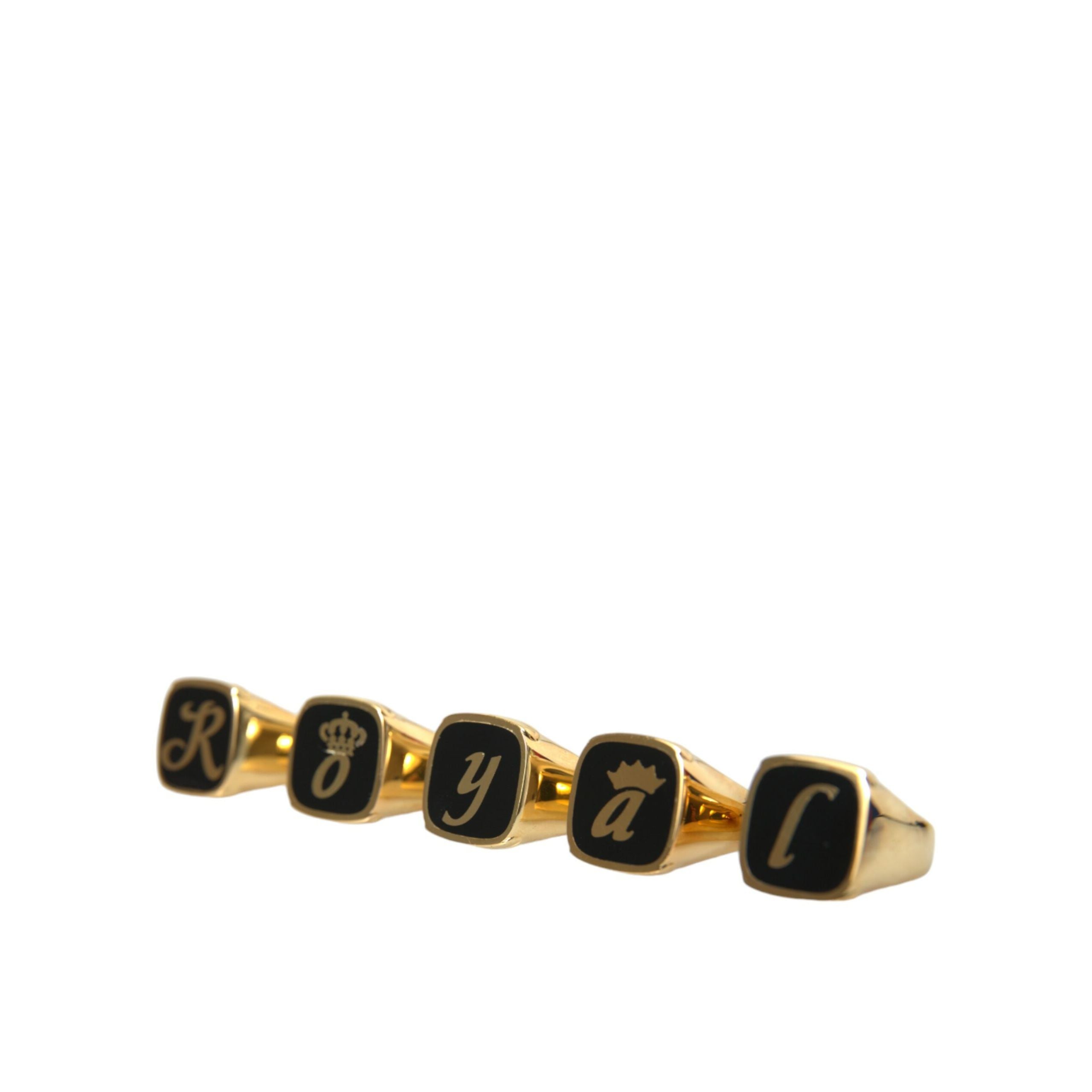Lot de 5 bagues Dolce & Gabbana ROYAL en laiton doré et émail