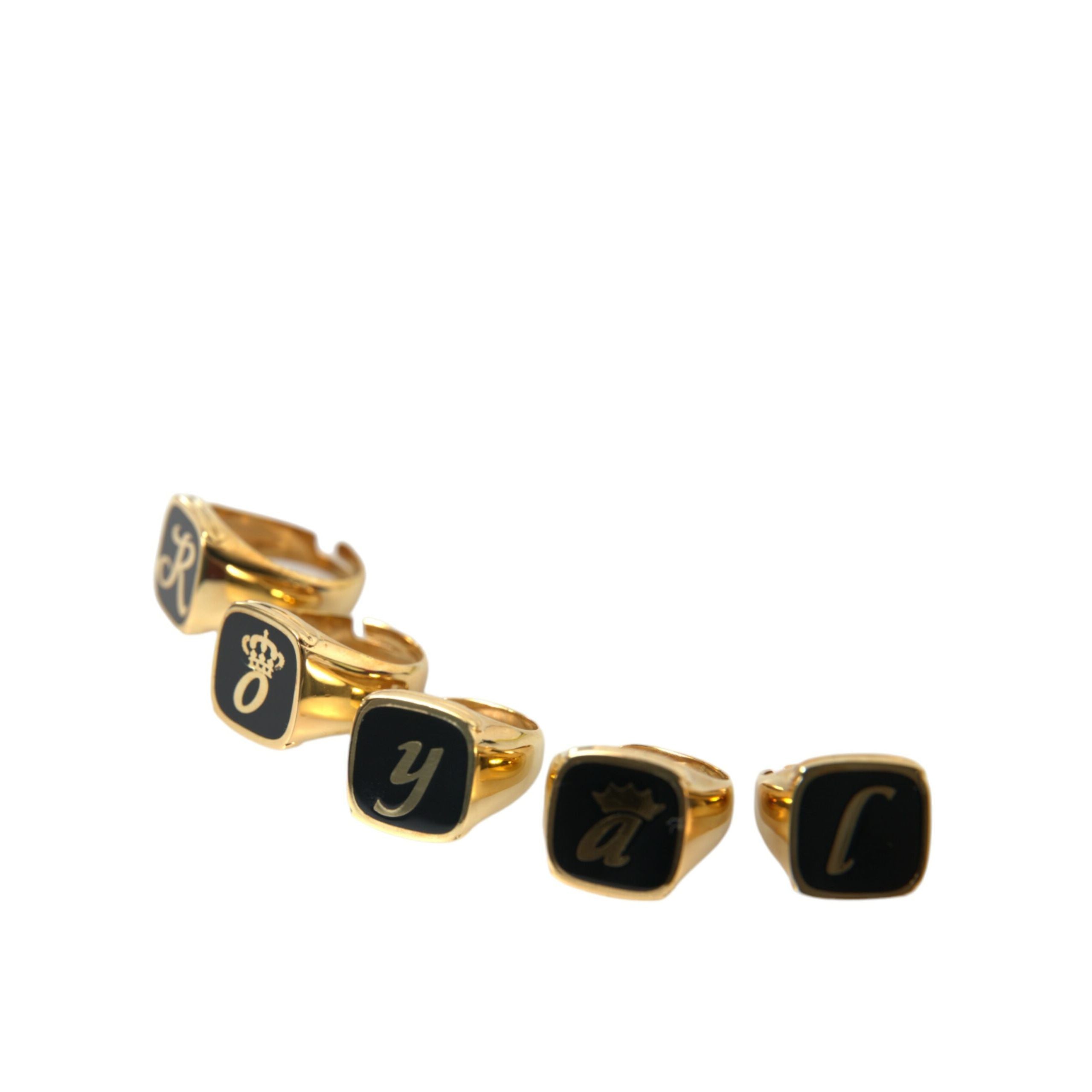 Lot de 5 bagues Dolce & Gabbana ROYAL en laiton doré et émail