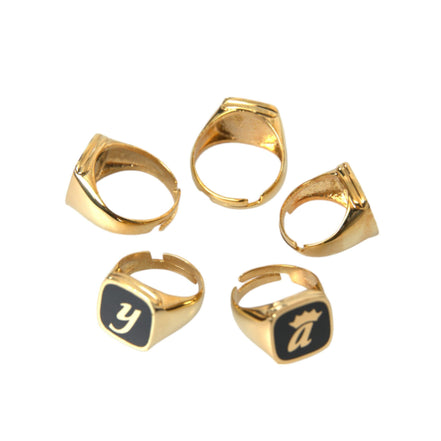 Lot de 5 bagues Dolce & Gabbana ROYAL en laiton doré et émail