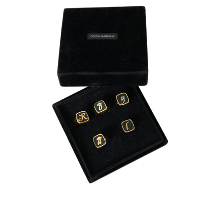 Lot de 5 bagues Dolce & Gabbana ROYAL en laiton doré et émail