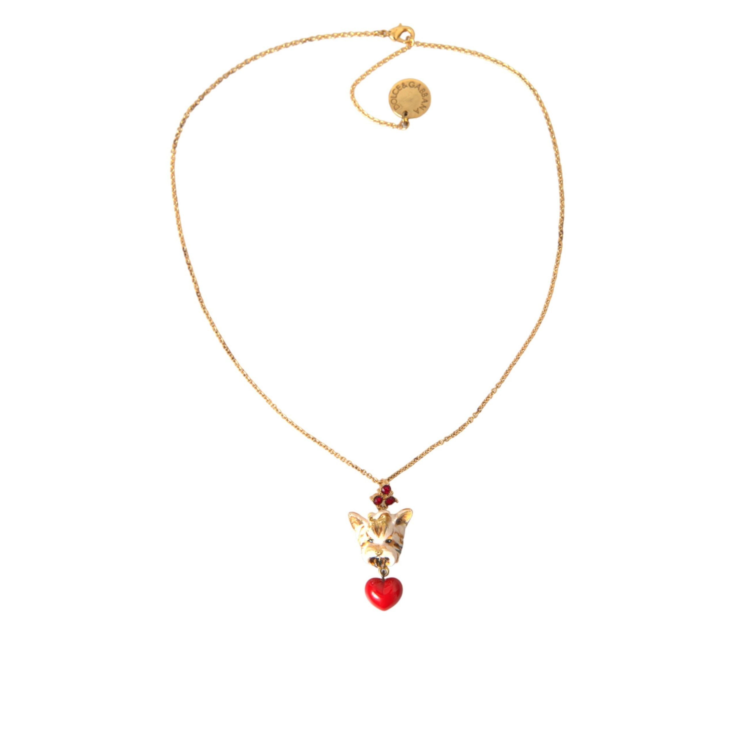 Collier pendentif Dolce & Gabbana en laiton doré avec breloque cœur pour chien