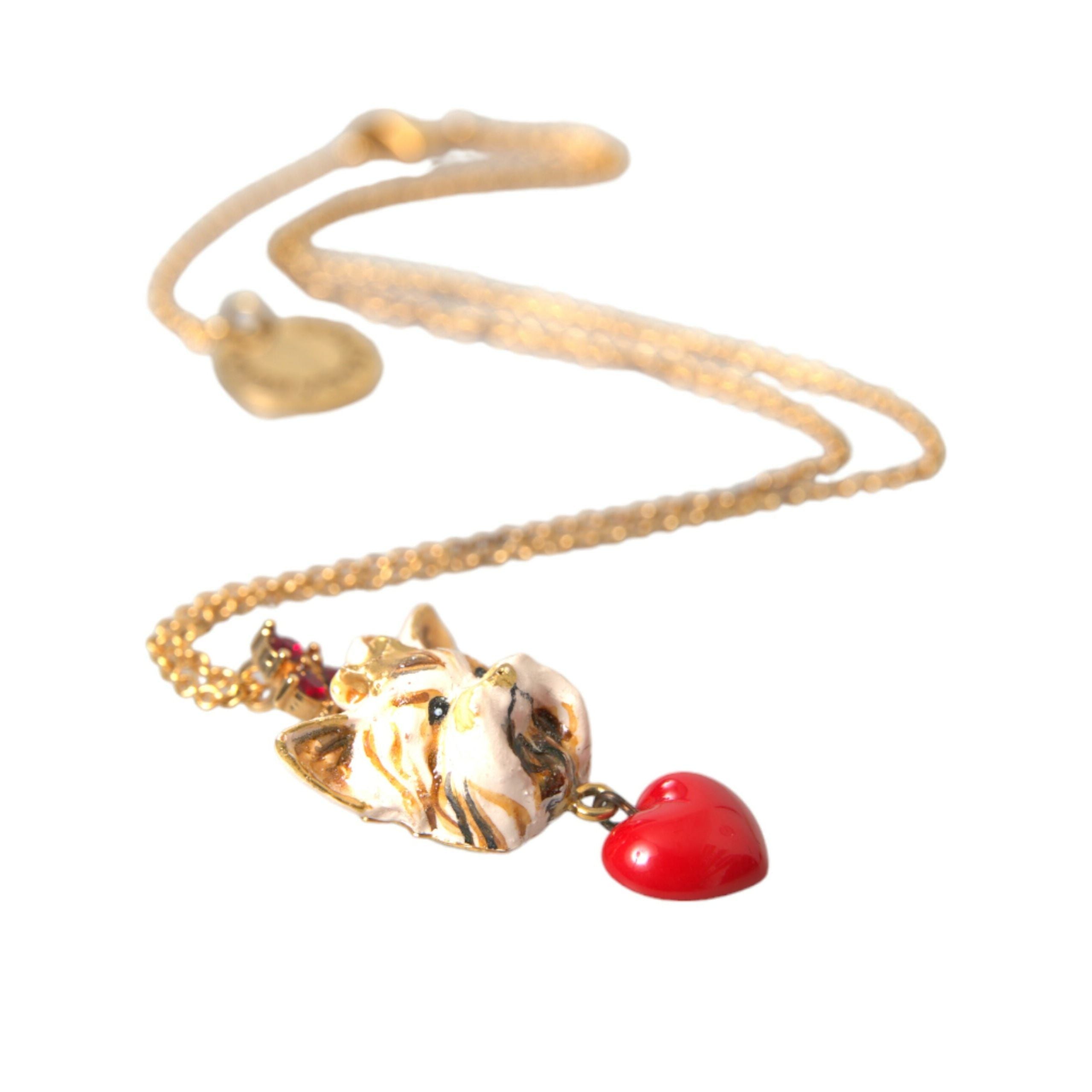 Collier pendentif Dolce & Gabbana en laiton doré avec breloque cœur pour chien