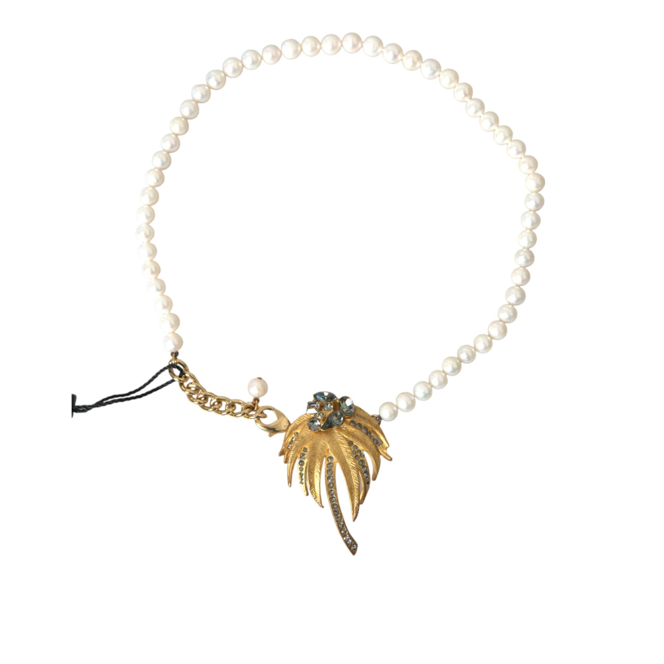 Collier Pendentif Arbre Dolce & Gabbana en Laiton Doré avec Cristaux et Perles