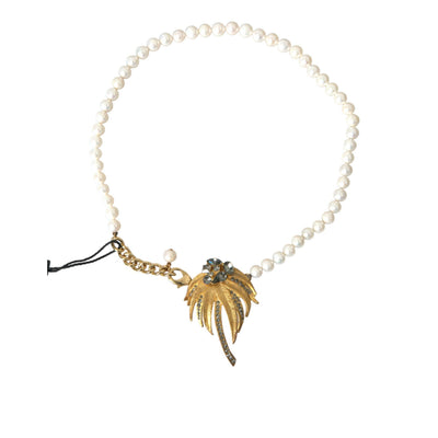 Collier Pendentif Arbre Dolce & Gabbana en Laiton Doré avec Cristaux et Perles