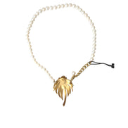 Collier Pendentif Arbre Dolce & Gabbana en Laiton Doré avec Cristaux et Perles