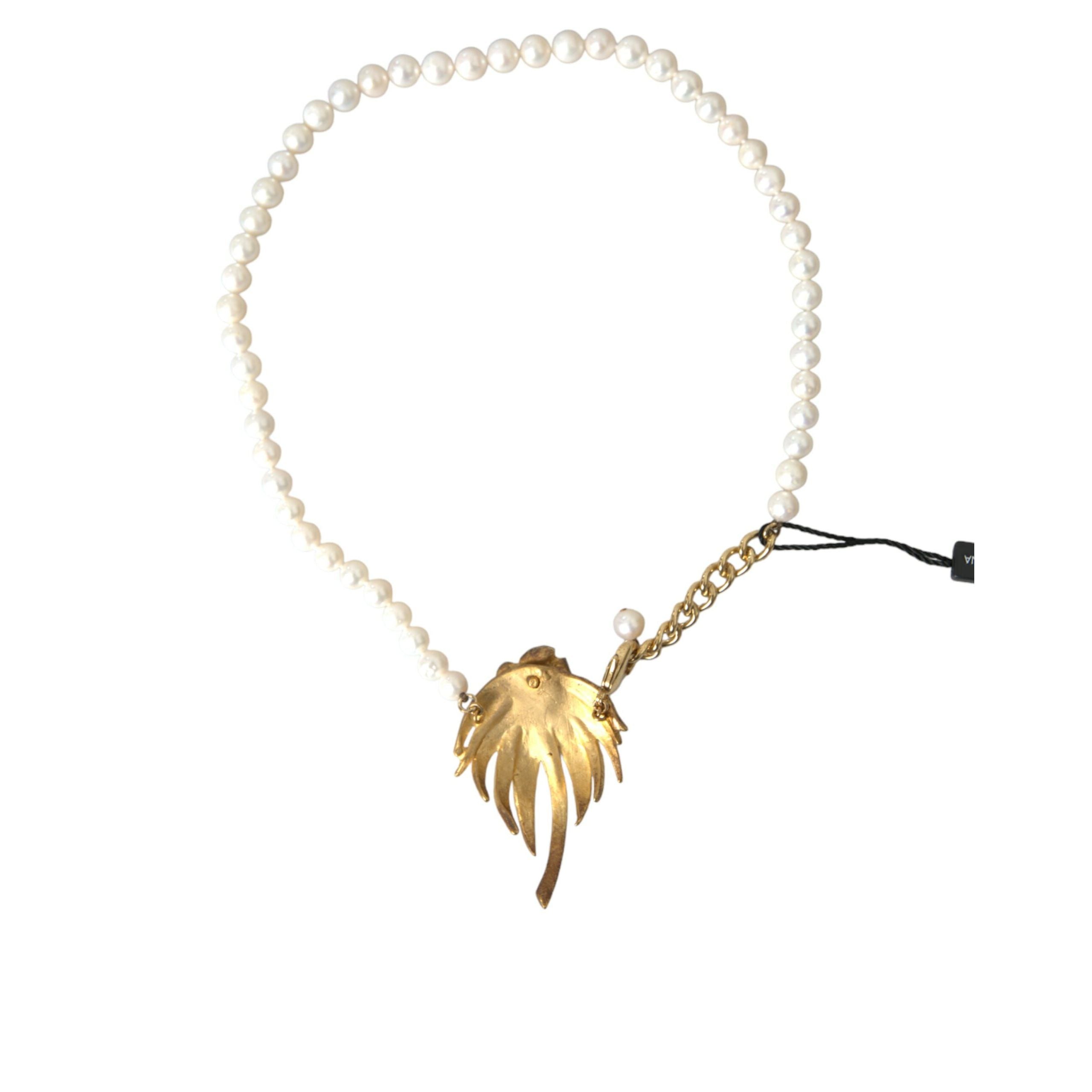 Collier Pendentif Arbre Dolce & Gabbana en Laiton Doré avec Cristaux et Perles