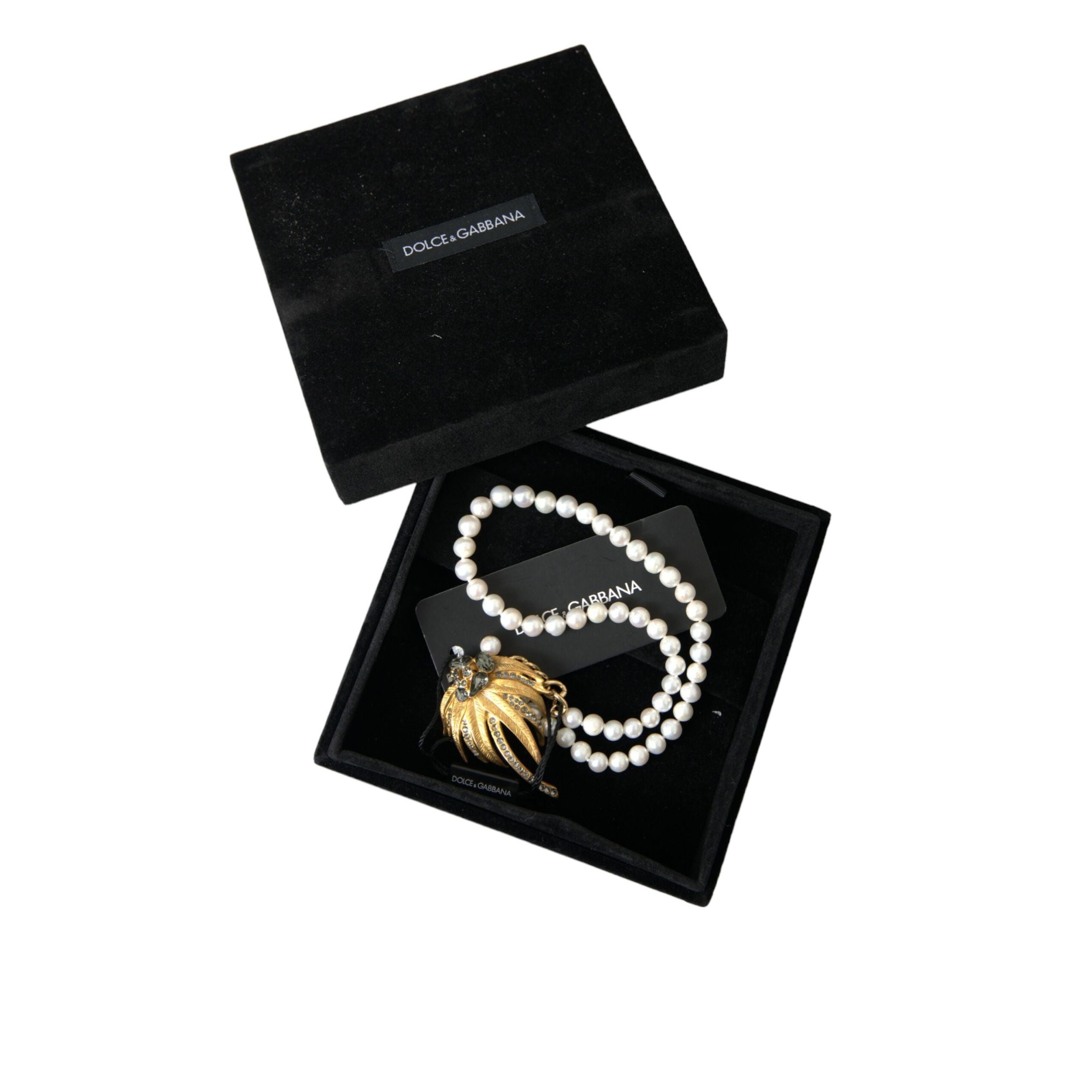 Collier Pendentif Arbre Dolce & Gabbana en Laiton Doré avec Cristaux et Perles