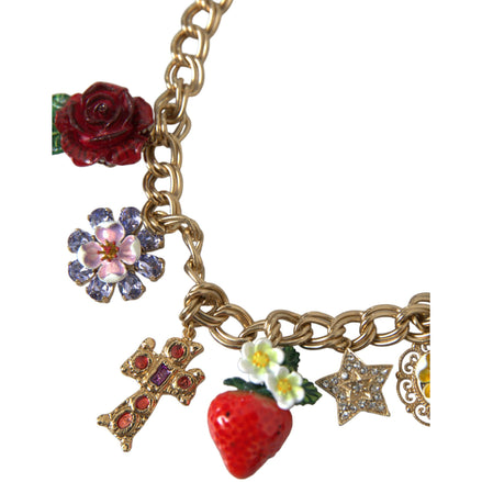 Collier pendentif Dolce & Gabbana chaîne or rose croix fraise étoile