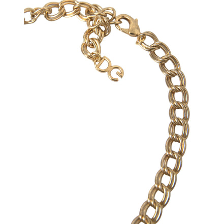 Collier pendentif Dolce & Gabbana chaîne or rose croix fraise étoile