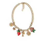 Collier pendentif Dolce & Gabbana chaîne or rose croix fraise étoile