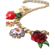 Collier pendentif Dolce & Gabbana chaîne or rose croix fraise étoile