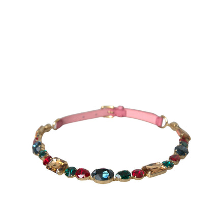 Ceinture Dolce & Gabbana en cuir rose ornée d'une chaîne en cristal