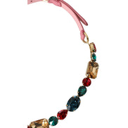 Cintura Dolce & Gabbana in Pelle Rosa con Catena e Cristalli