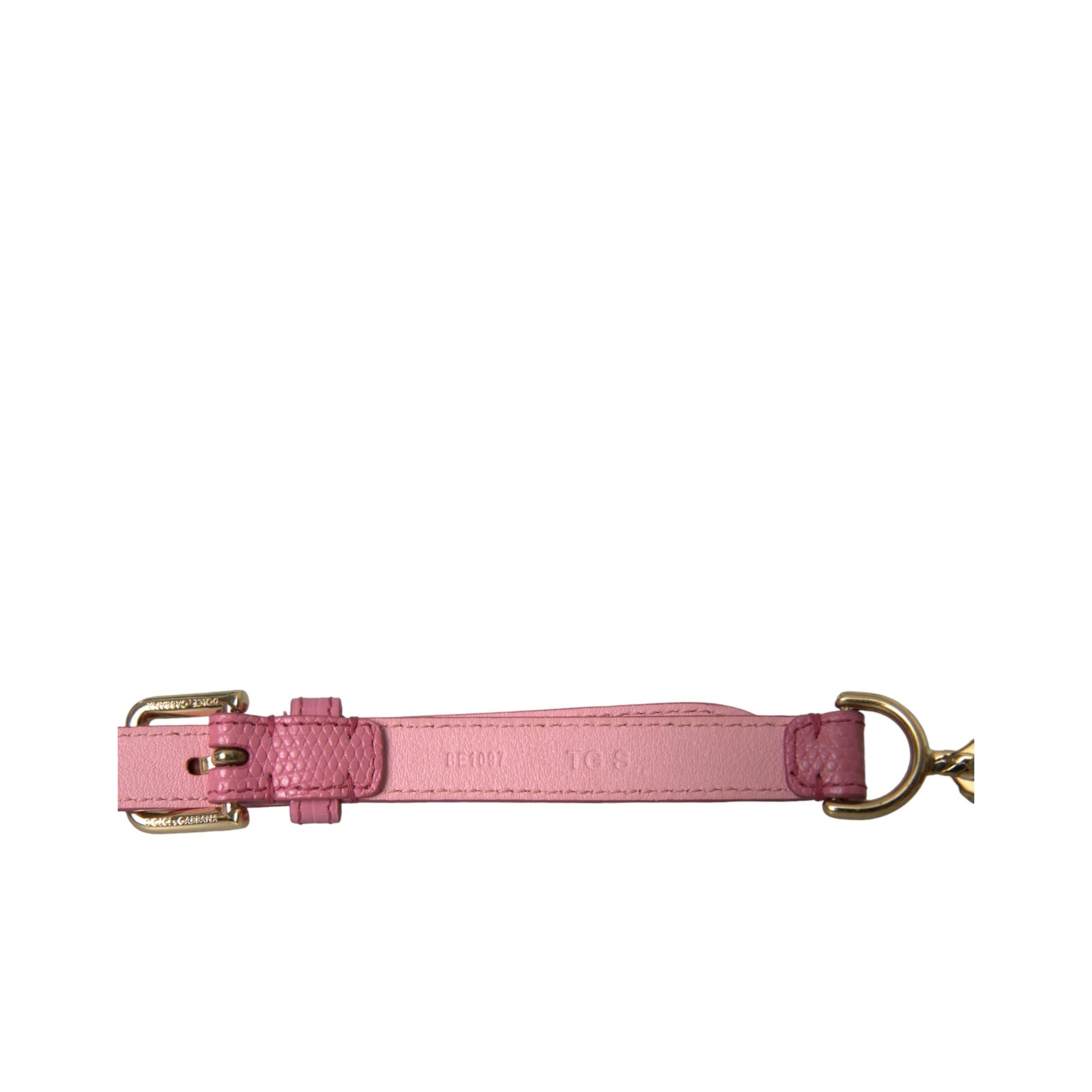Cintura Dolce & Gabbana in Pelle Rosa con Catena e Cristalli